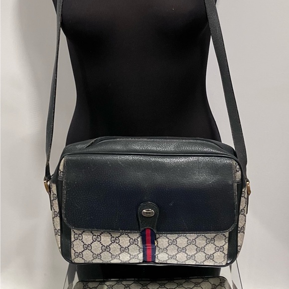 Gucci Handbags - Vintage Blue Gucci GG Monogram Ophidia School Messenger Bag One Owner Good Shape